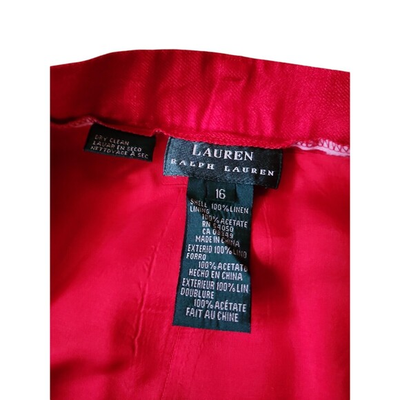 Lauren Ralph Lauren Linen Pants Womens 16 Old Money Preppy Red Pleated Office - Picture 2 of 7